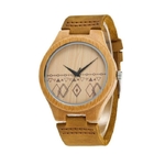 44mm Mens Wooden Wrist Watch 1.73 Inch Engraved Wooden Watches Water Resistant
