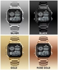 45mm Stainless Steel Led Watch Waterproof OEM Goldtone Multi Functional