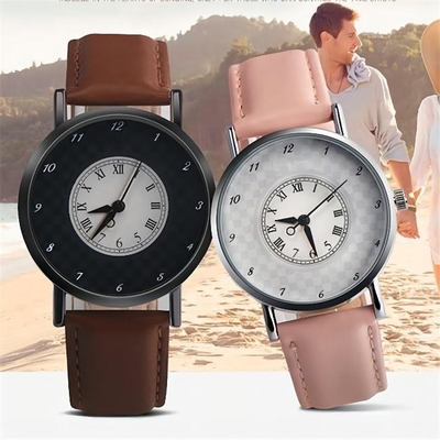 Water Resistant 38mm Couple Watches Leather Belt 3ATM Fashion Stylish Couple