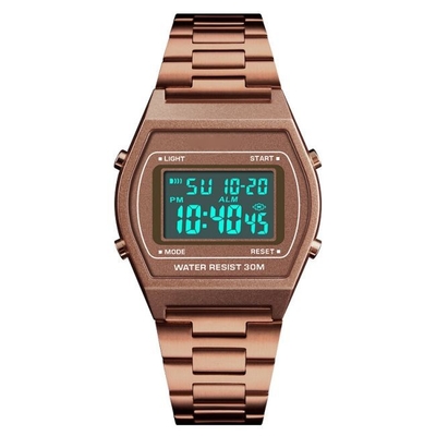 Gold 39*34mm Waterproof Electronic Watch Led Digital Waterproof Watch Chronograph